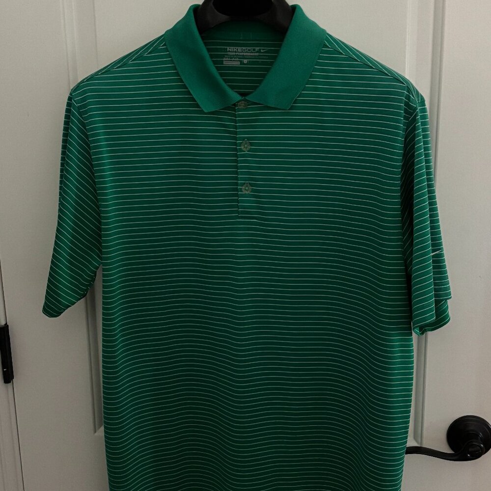Nike Golf L Tour Performance Single Stripe Kelly Green Dri-Fit SS Polo